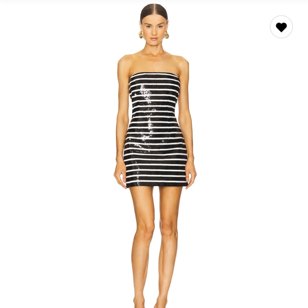 Veronica Beard Striped Mini Dress in Black and White